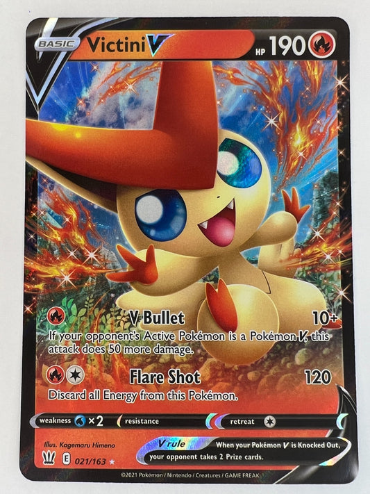 Pokemon Cards Victini V ULTRA RARE 021/163 SWSH Battle Styles TCG NM HOLO 2021