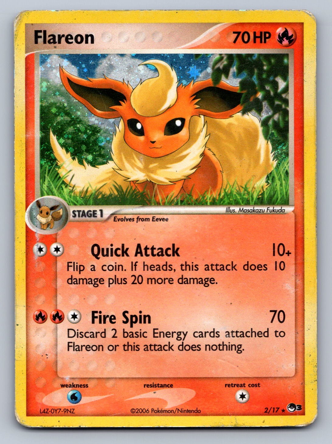 Flareon Holo Rare 002/017 POP Series 3 NM