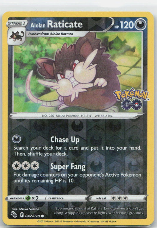 Alolan Raticate Reverse Holo Common 042/078 Pokemon GO NM