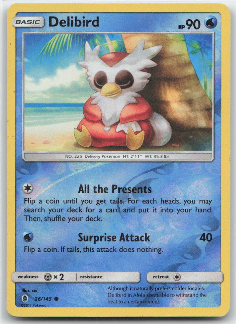 Delibird Reverse Holo Common 26/145 SM - Guardians Rising NM