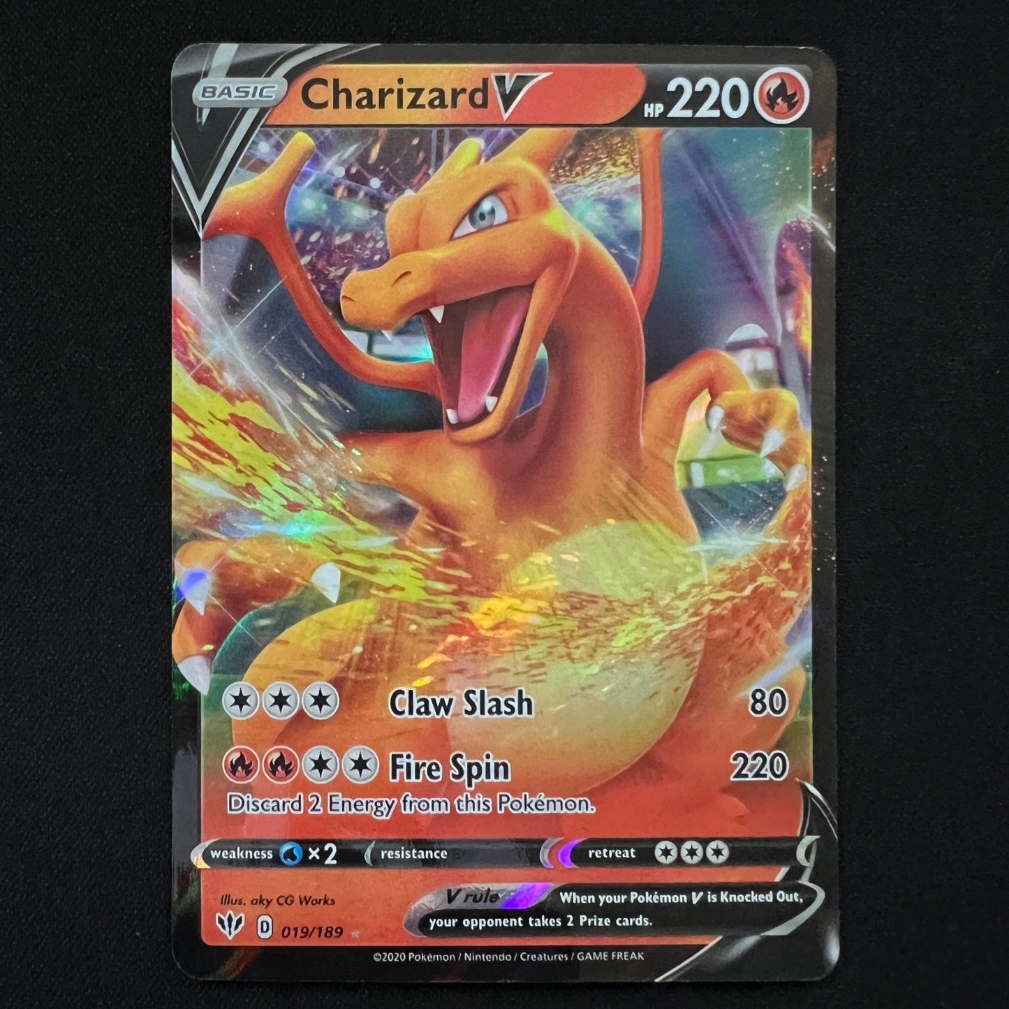Charizard V Holo Ultra Rare 019/189 SWSH03: Darkness Ablaze NM