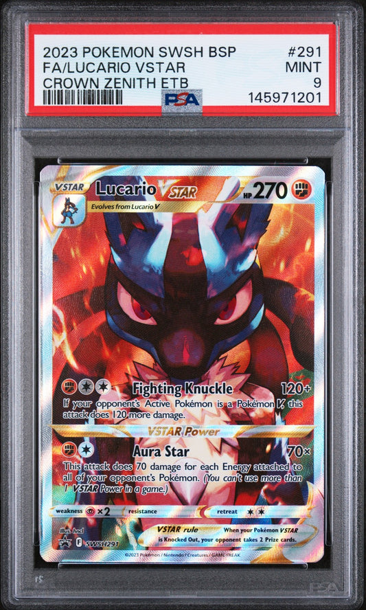 Fa/Lucario Vstar Crown Zenith Etb 291 Pokemon Swsh Black Star Promo NM PSA 9