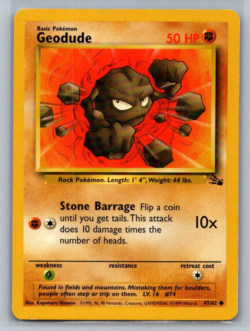 Geodude Unlimited Common 47/62 Fossil LP