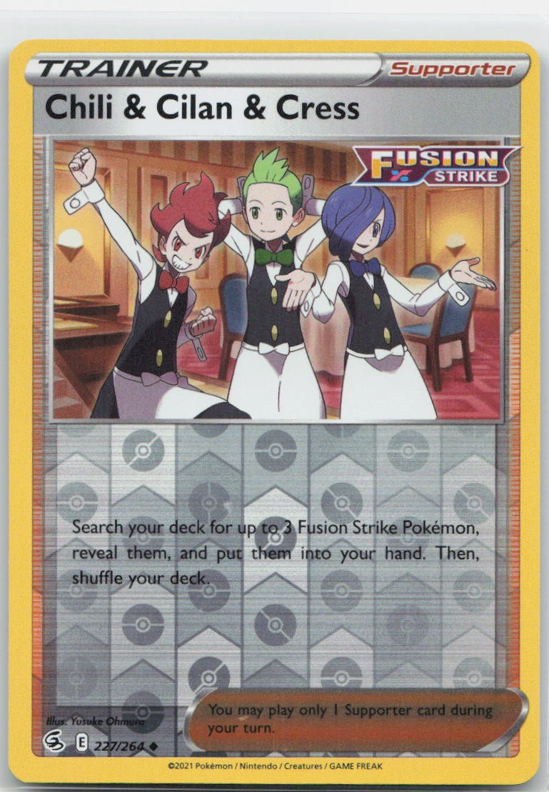 Chili & Cilan & Cress Reverse Holo Uncommon 227/264 SWSH08: Fusion Strike NM
