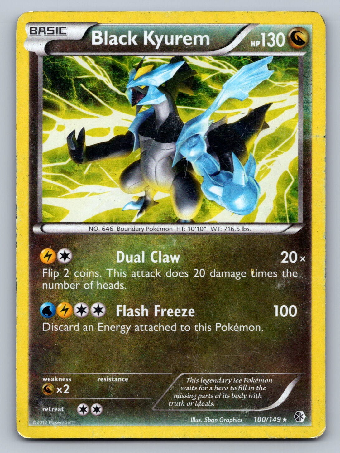Black Kyurem 100/149 Dragon Reverse Holo Boundaries Crossed LP
