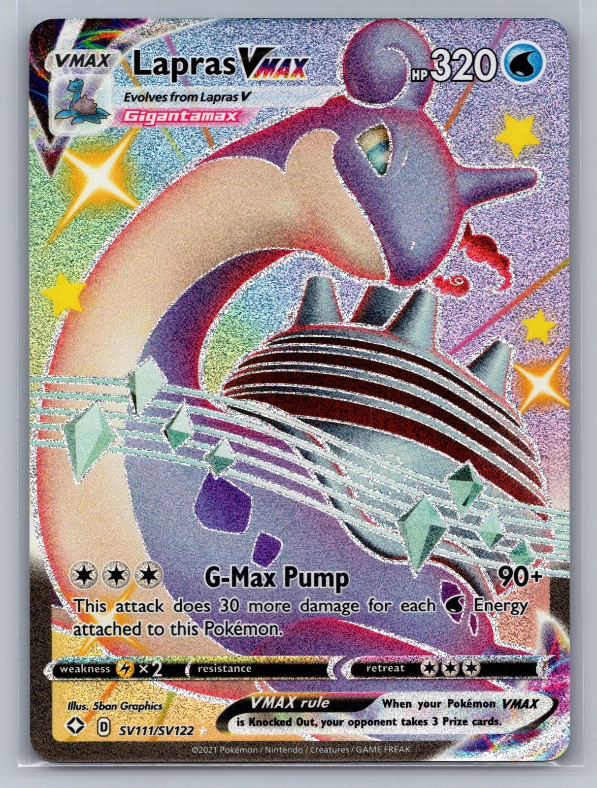 Lapras VMAX Shiny Holo Rare SV111/SV122 Shining Fates: Shiny Vault NM