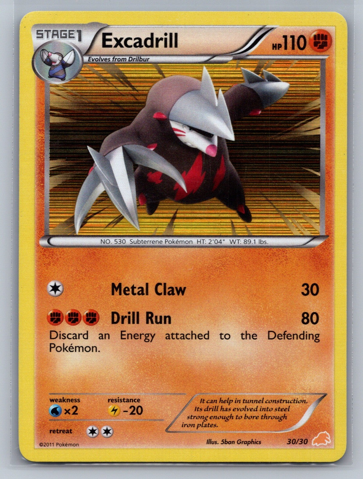 Excadrill (#30 Holo) Holo Common 30/30 BW Trainer Kit: Excadrill & Zoroark LP
