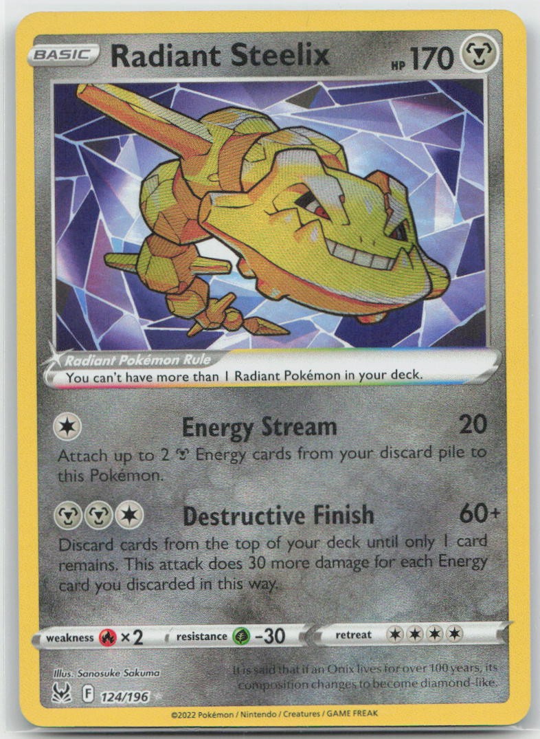 Radiant Steelix Holo Radiant Rare 124/196 SWSH11: Lost Origin NM