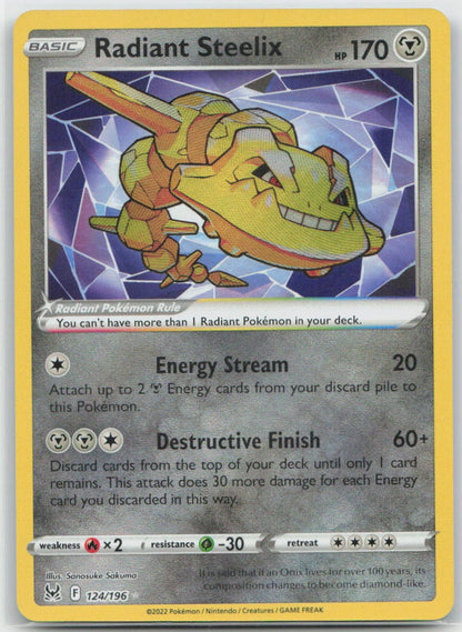 Radiant Steelix Holo Radiant Rare 124/196 SWSH11: Lost Origin NM