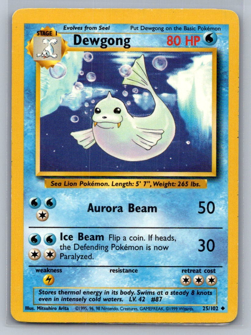 Dewgong Uncommon 025/102 Base Set LP