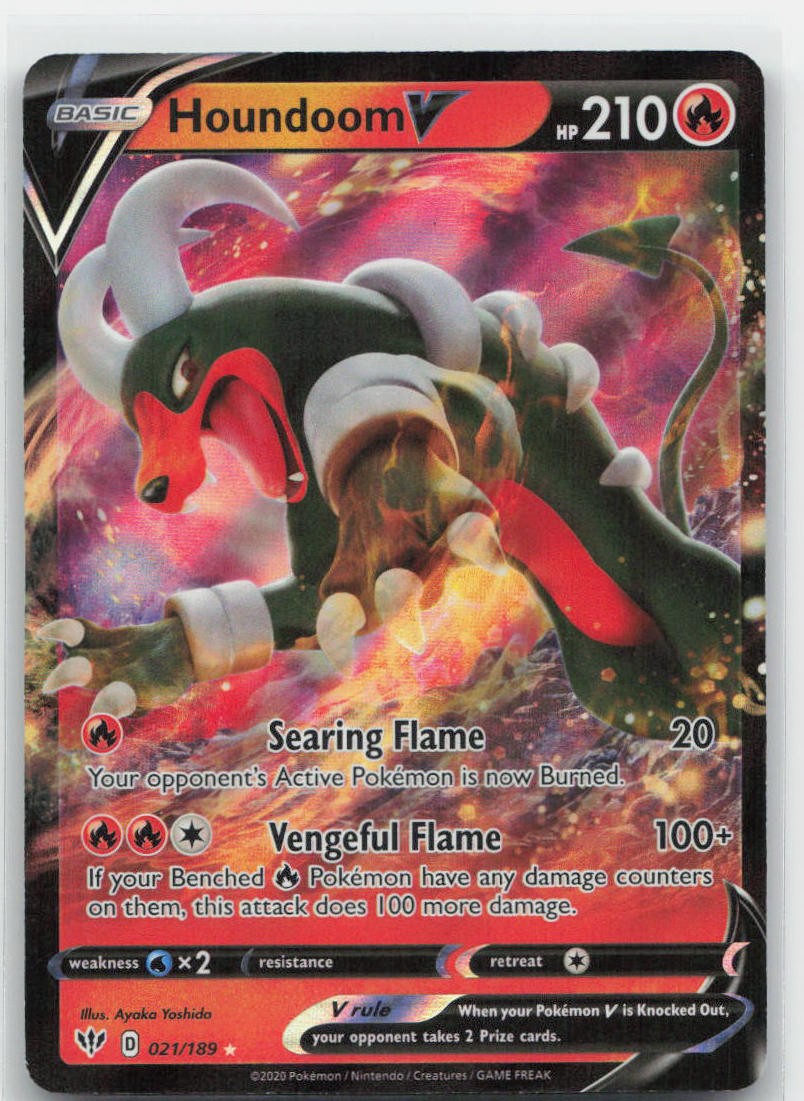 Houndoom V Holo Ultra Rare 021/189 SWSH03: Darkness Ablaze NM