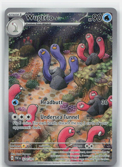 Wugtrio - Holo Illustration Rare 224/091 SV: Paldean Fates NM