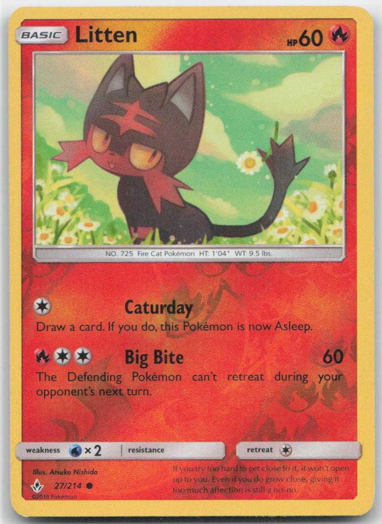 Litten (27) Reverse Holo Common 27/214 SM - Unbroken Bonds NM