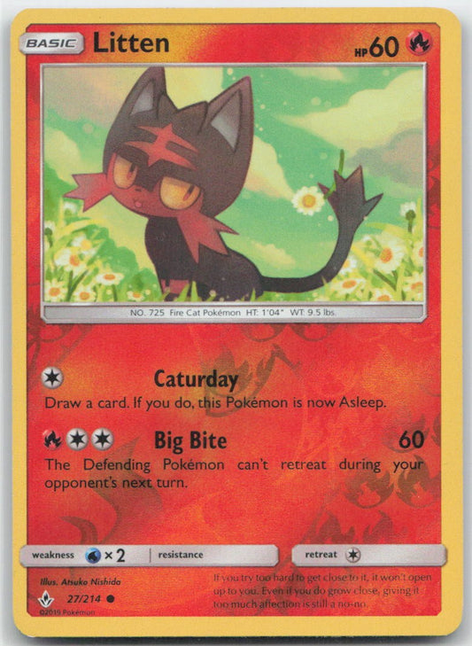 Litten (27) Reverse Holo Common 27/214 SM - Unbroken Bonds NM