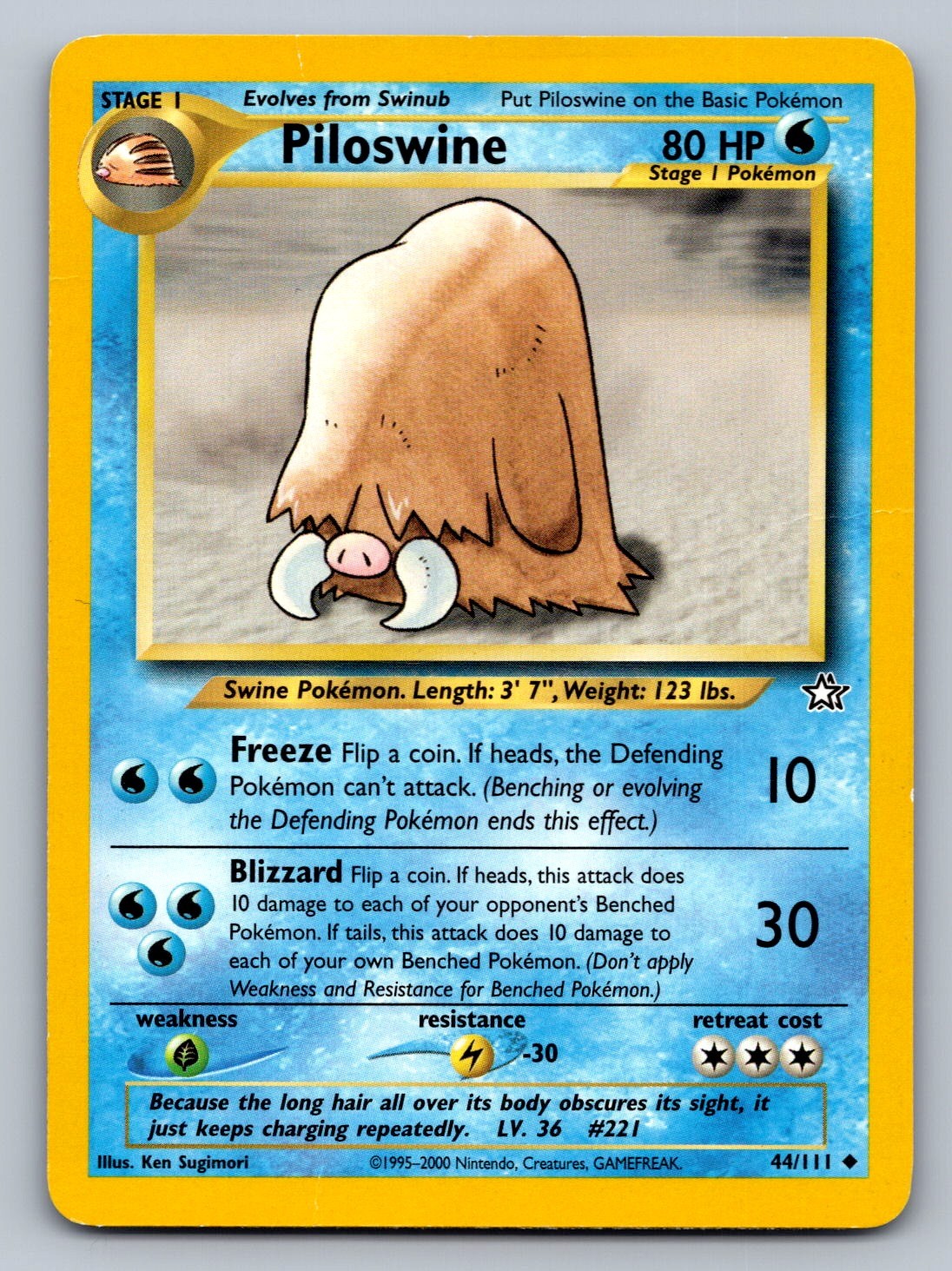 Piloswine Unlimited Uncommon 044/111 Neo Genesis NM