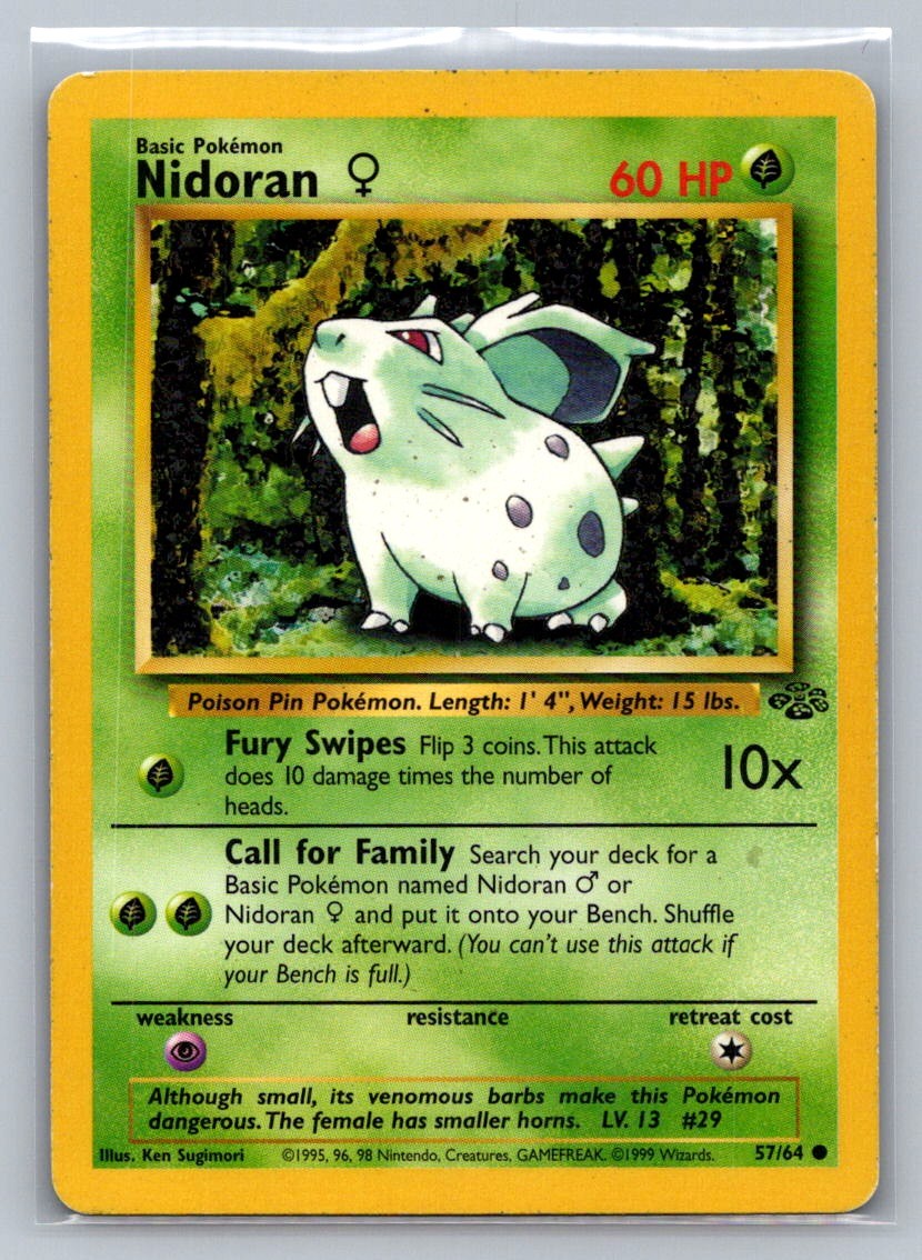 Nidoran F Unlimited Common 57/64 Jungle LP