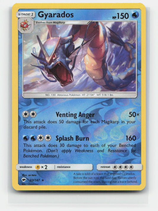 Gyarados Reverse Holo Holo Rare 33/147 SM - Burning Shadows NM