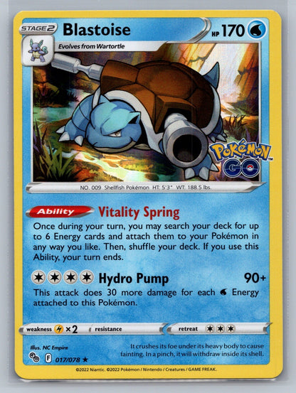 Blastoise Holo Rare 017/078 Pokemon GO NM