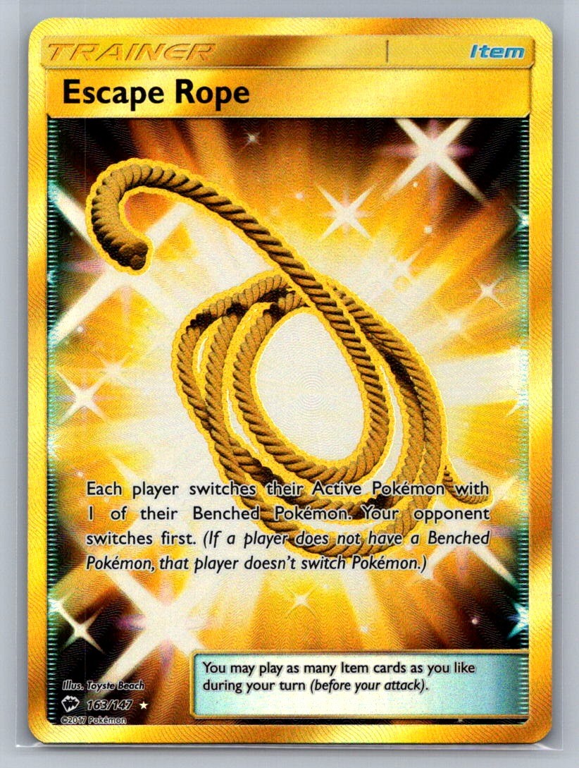 Escape Rope (Secret) Holo Secret Rare 163/147 SM - Burning Shadows NM