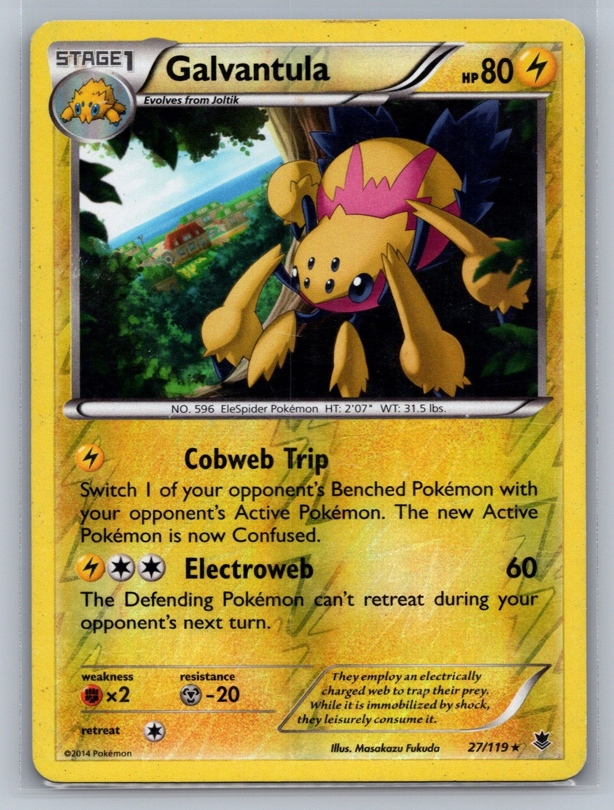 Galvantula Reverse Holo Rare 27/119 XY - Phantom Forces LP