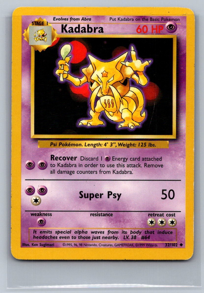 Kadabra Uncommon 032/102 Base Set LP