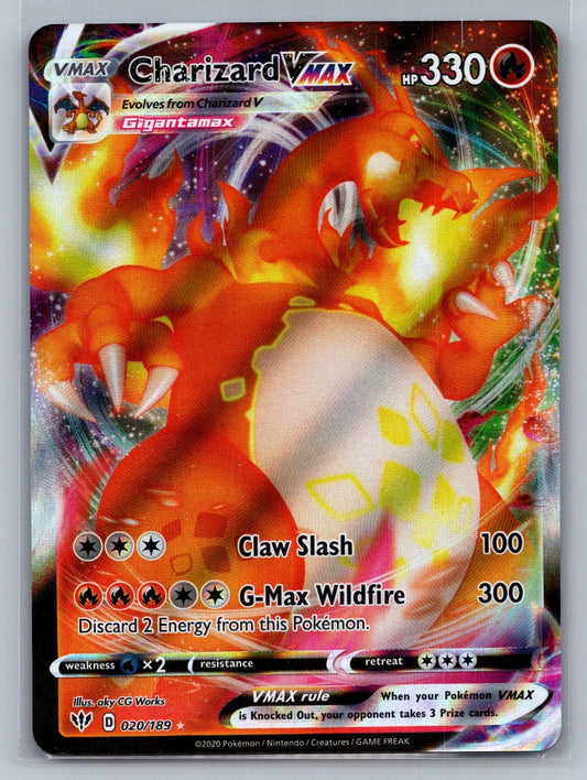 Charizard VMAX Holo Ultra Rare 020/189 SWSH03: Darkness Ablaze NM