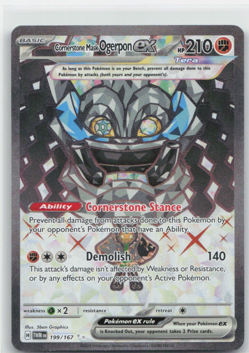 Cornerstone Mask Ogerpon ex - Holo Ultra Rare 199/167 Twilight Masquerade NM