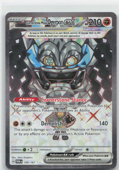 Cornerstone Mask Ogerpon ex - Holo Ultra Rare 199/167 Twilight Masquerade NM