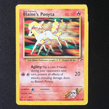 🔥🐎 Blaine's Ponyta 63/132 – Gym Heroes Vintage WOTC Pokemon Cards TCG HP