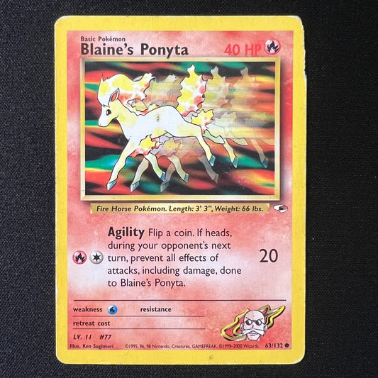 🔥🐎 Blaine's Ponyta 63/132 – Gym Heroes Vintage WOTC Pokemon Cards TCG HP