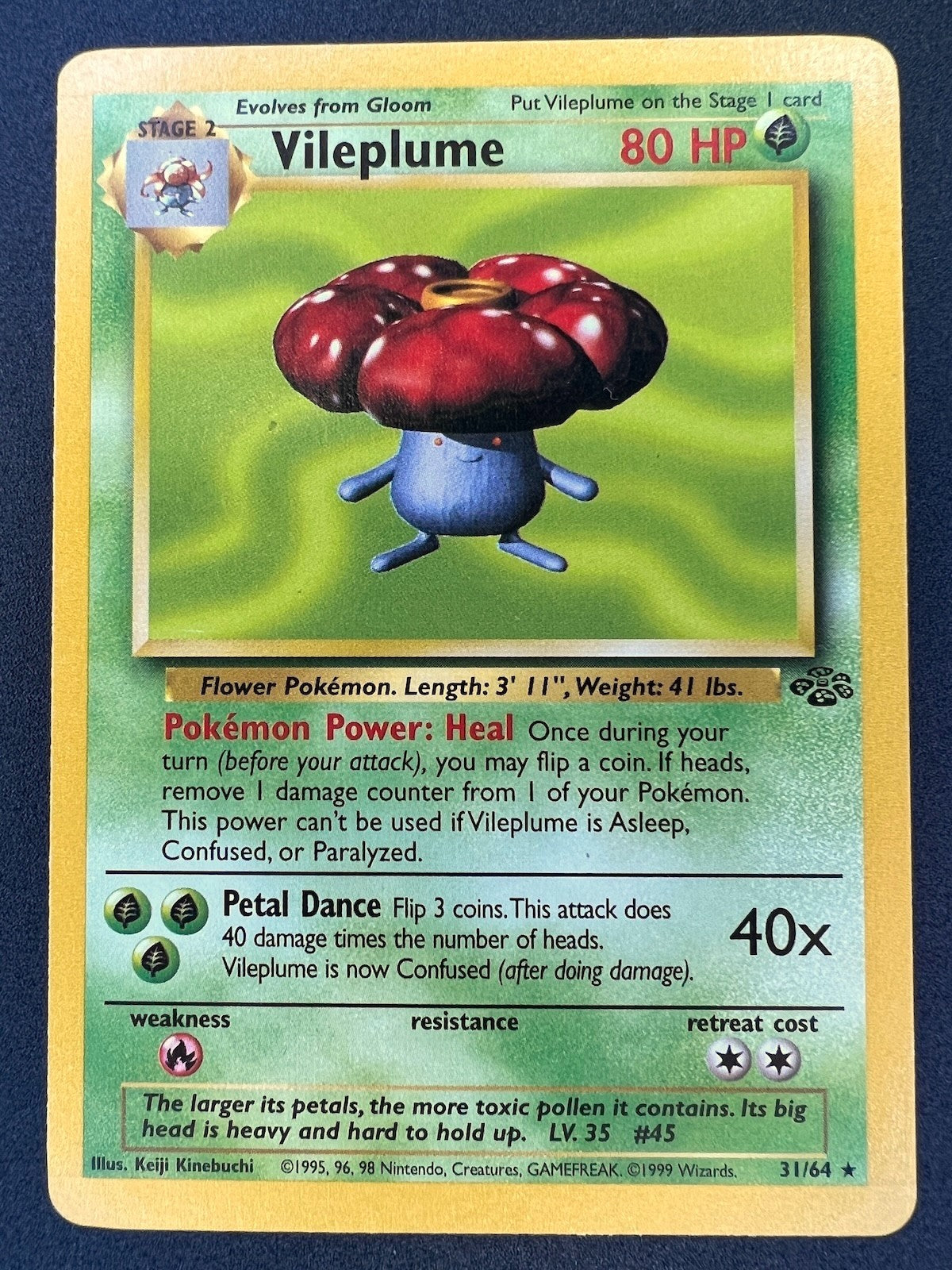 Vintage Pokemon TCG Vileplume Jungle 31/64 Non-Holo Unlimited Rare LP