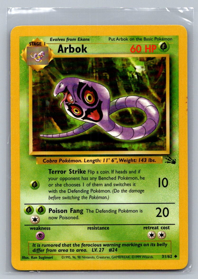 Arbok Unlimited Uncommon 31/62 Fossil LP