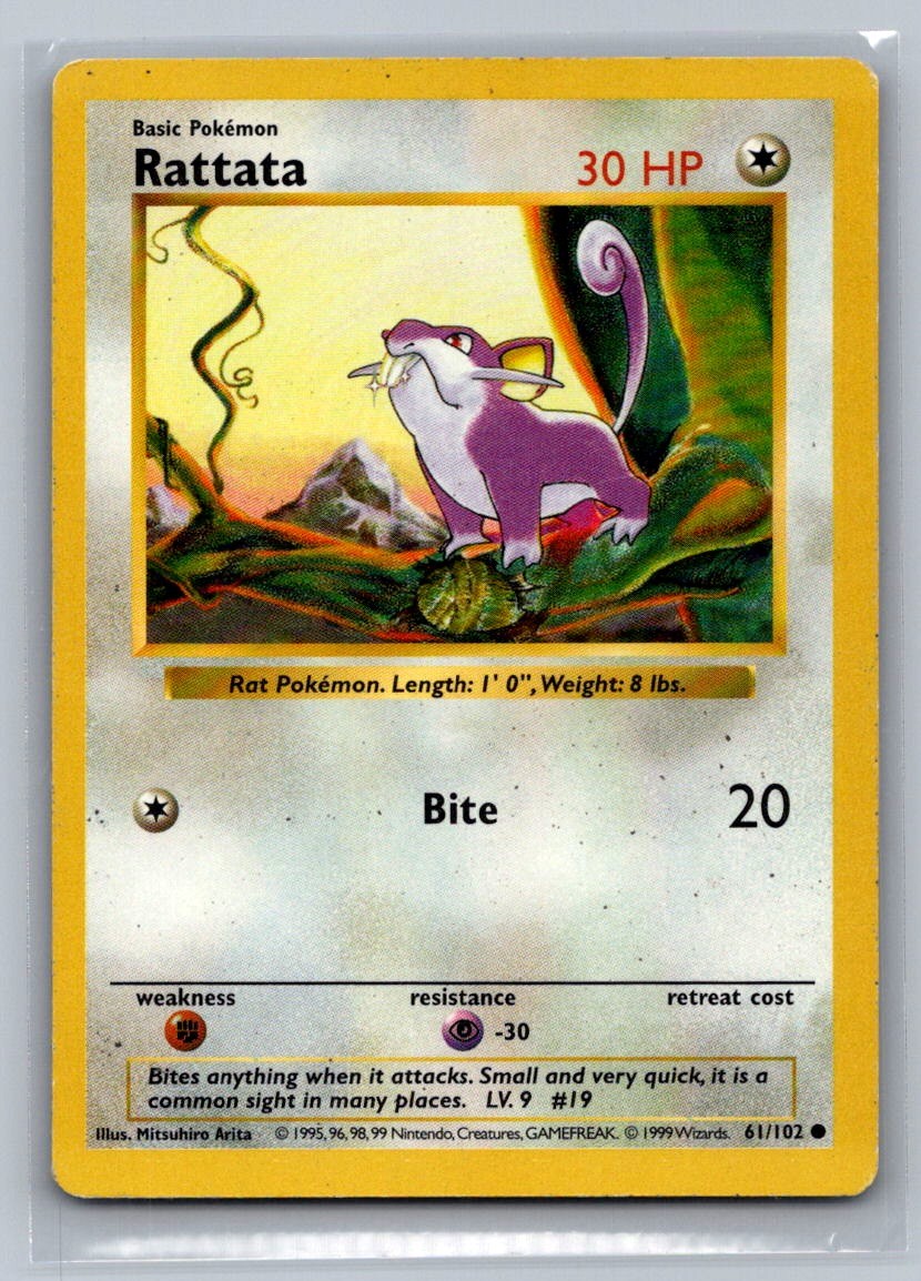 Rattata Unlimited Common 061/102 Base Set (Shadowless) LP