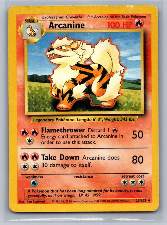 Arcanine Uncommon 023/102 Base Set MP