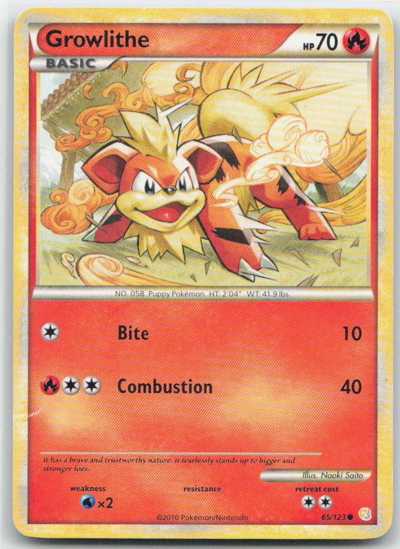 Growlithe Common 65/123 HeartGold SoulSilver NM