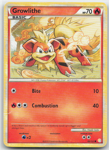 Growlithe Common 65/123 HeartGold SoulSilver NM