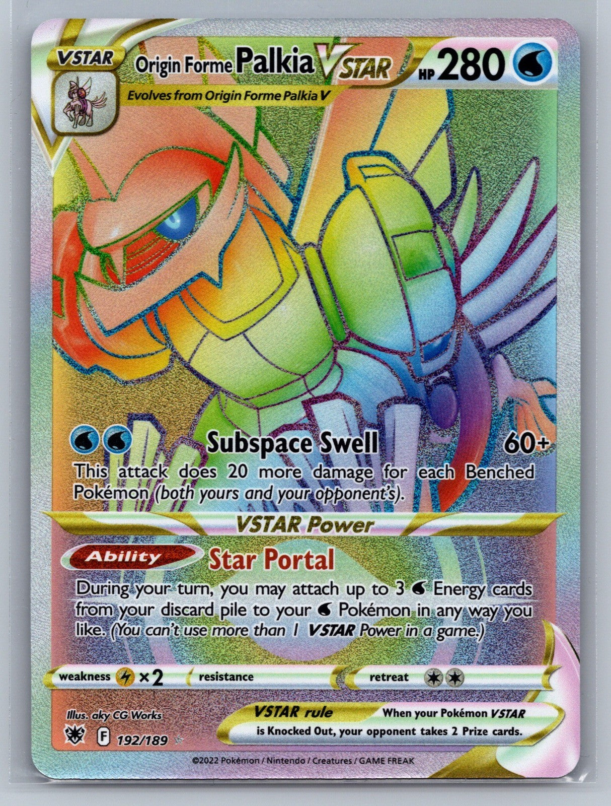Origin Forme Palkia VSTAR (Secret) (192) Holo Secret Rare 192/189 SWSH10: Astral
