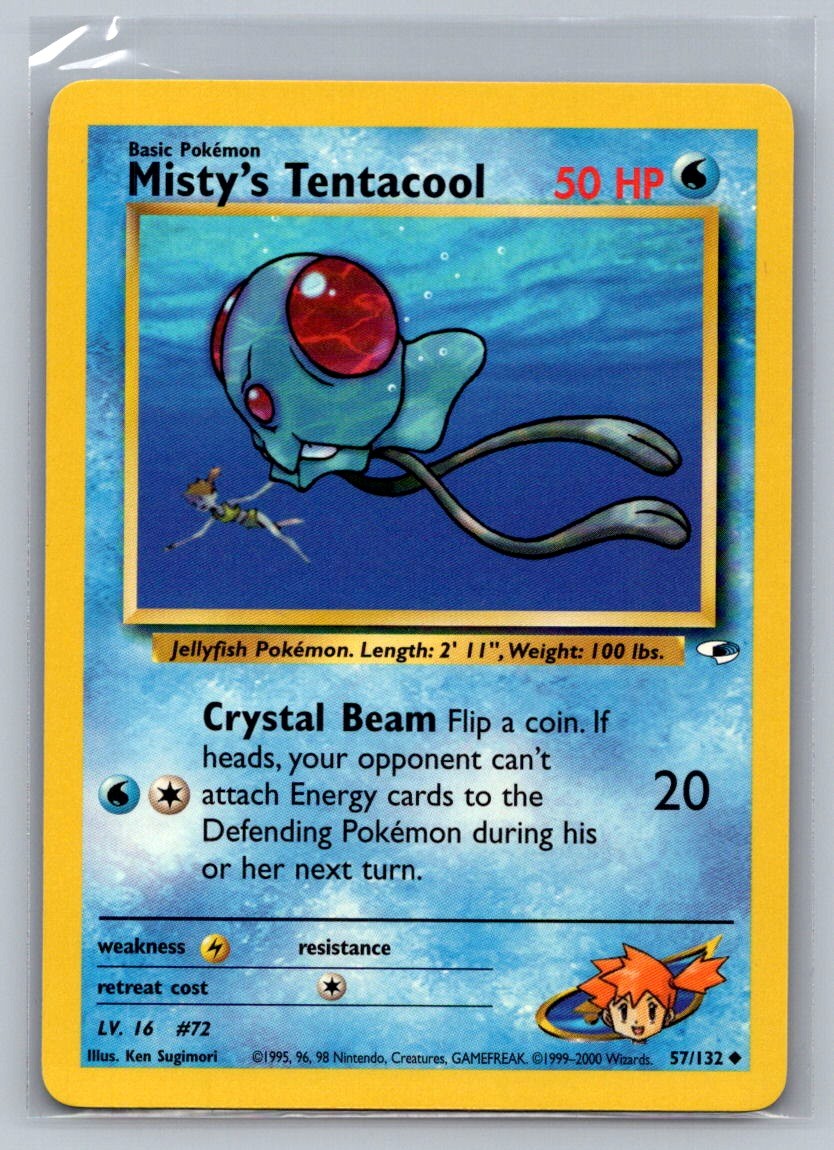 Misty's Tentacool (57) Unlimited Uncommon 057/132 Gym Heroes LP