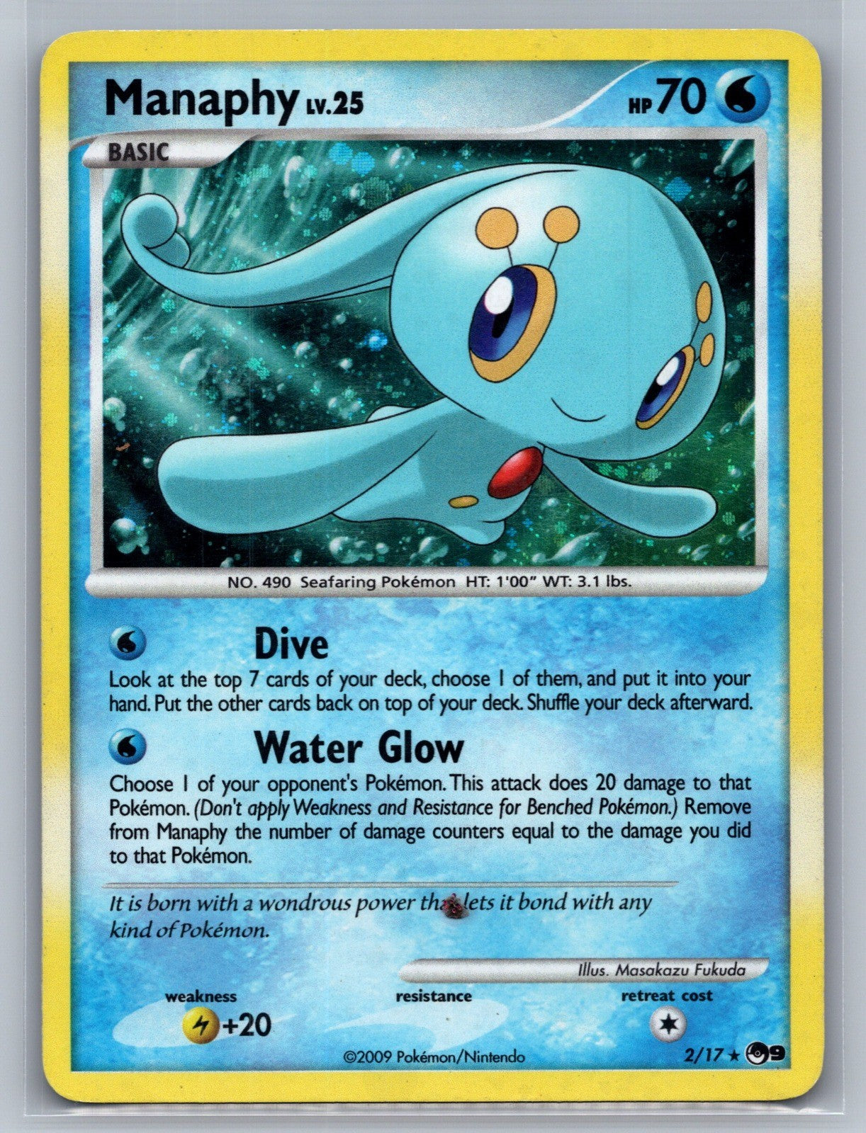 Manaphy Holo Rare 002/017 POP Series 9 LP