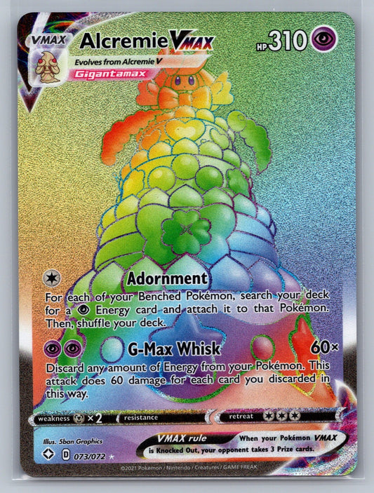 Alcremie VMAX (Secret) Holo Secret Rare 073/072 Shining Fates NM