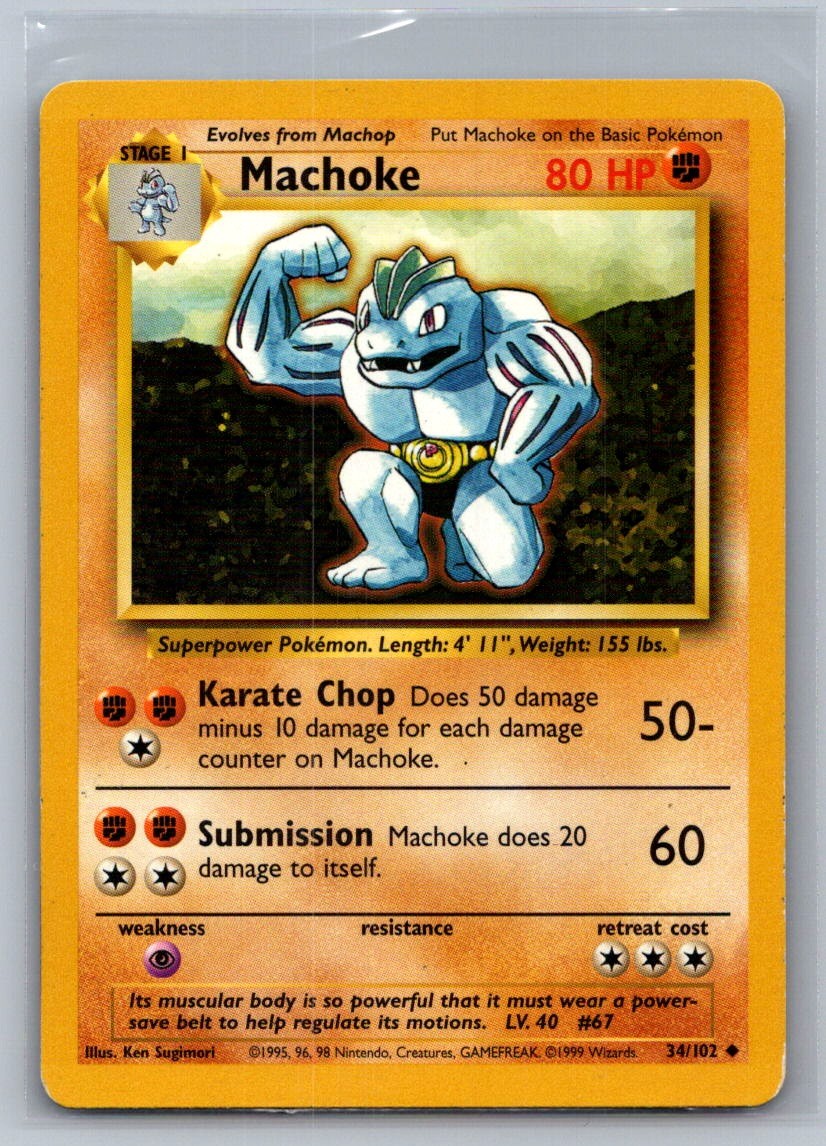 Machoke Uncommon 034/102 Base Set LP