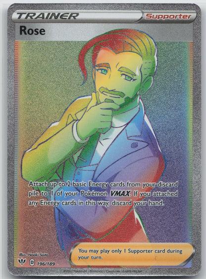Rose (Secret) Holo Secret Rare 196/189 SWSH03: Darkness Ablaze NM