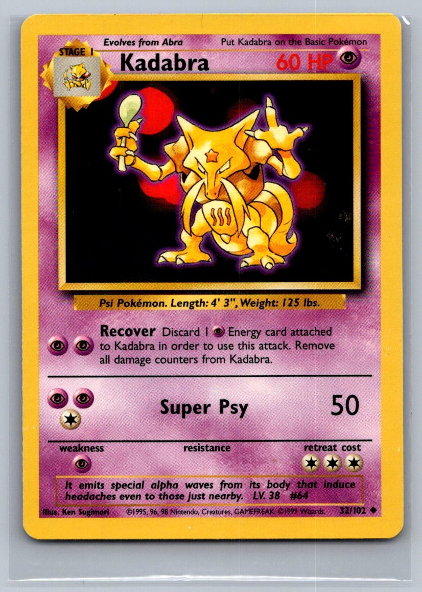 Kadabra Uncommon 032/102 Base Set LP