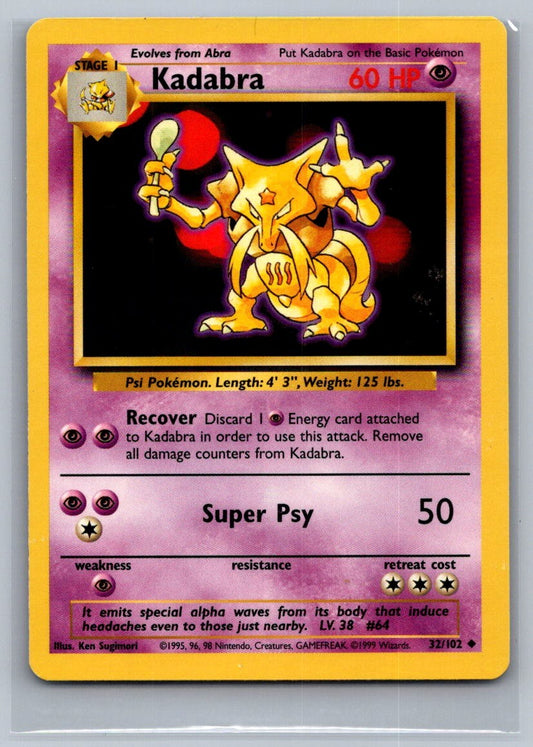Kadabra Uncommon 032/102 Base Set LP