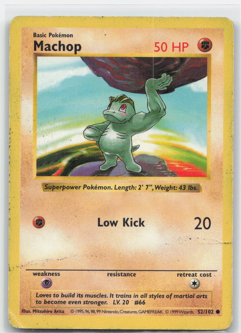 Machop Unlimited Common 052/102 Base Set (Shadowless) MP