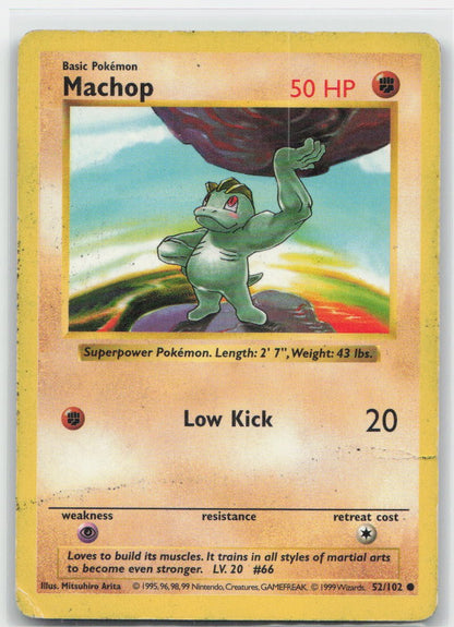 Machop Unlimited Common 052/102 Base Set (Shadowless) MP