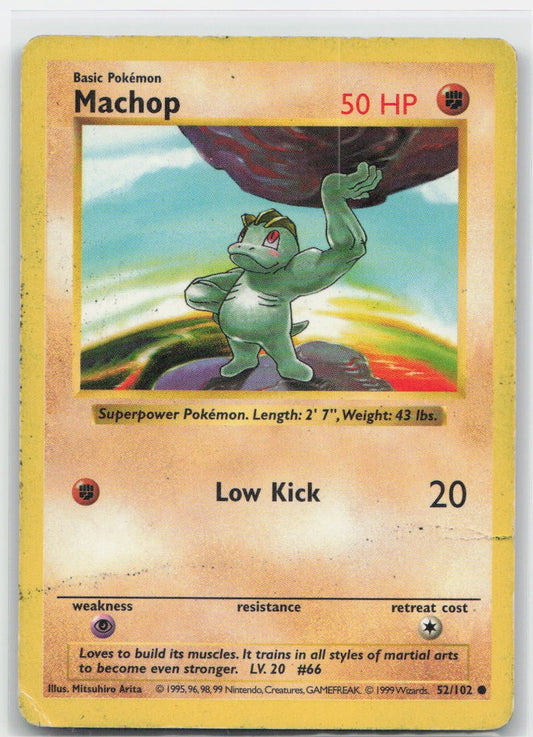 Machop Unlimited Common 052/102 Base Set (Shadowless) MP
