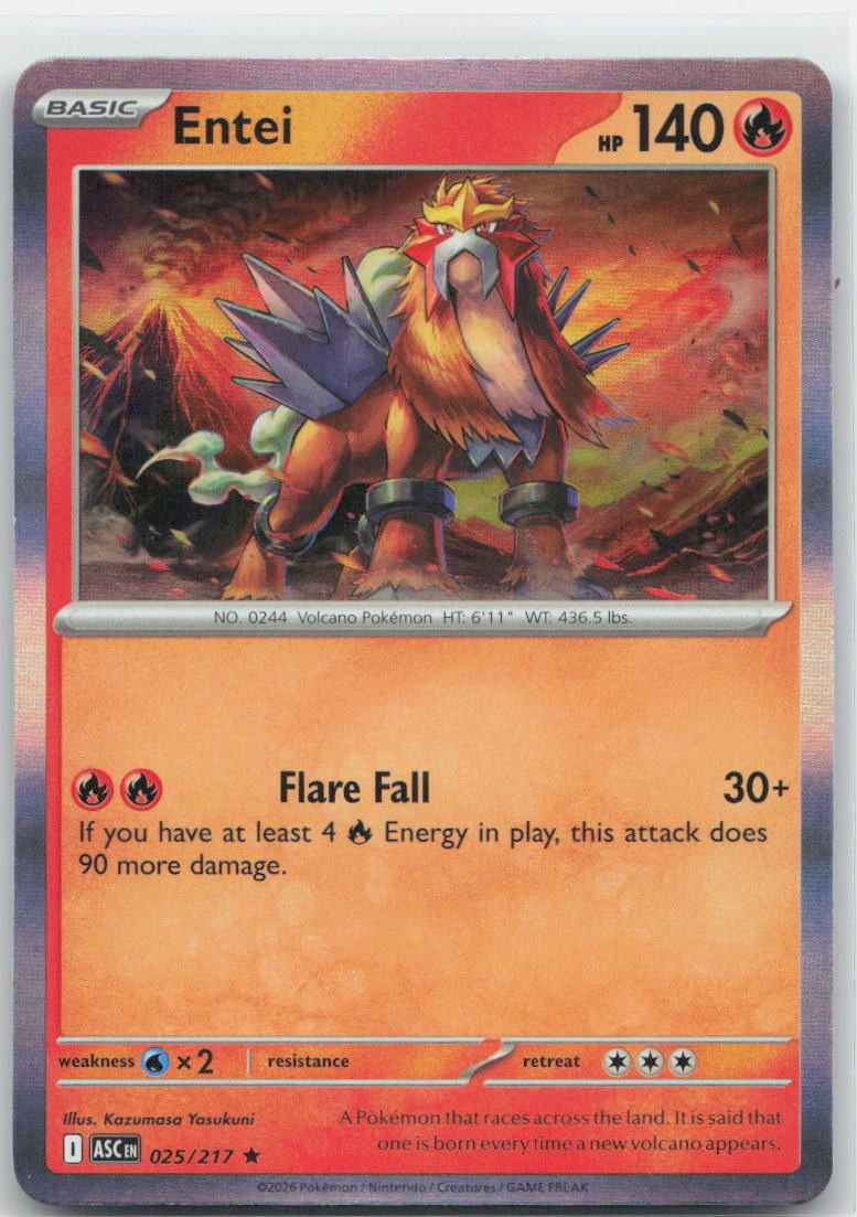 Entei Holo Rare 025/217 ME: Ascended Heroes NM