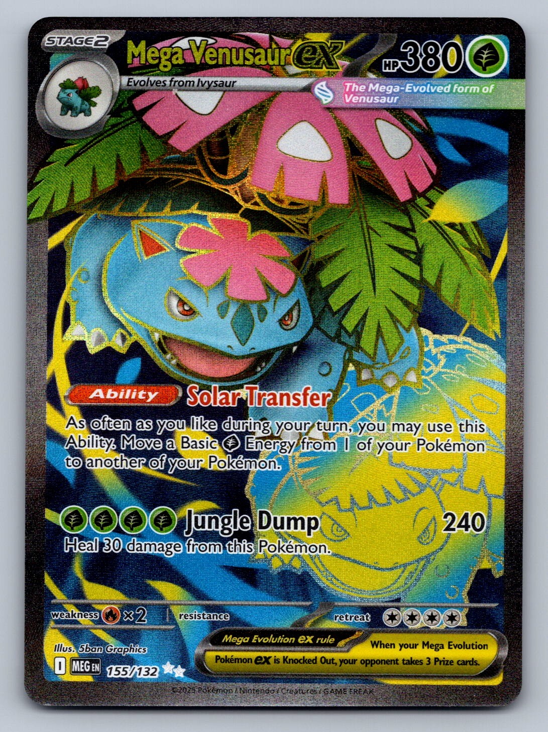 Mega Venusaur ex - 155/132 Grass Holo ME01: Mega Evolution NM