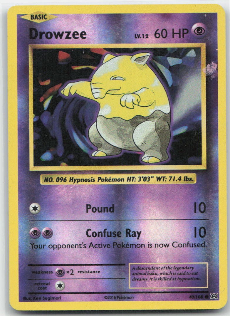 Drowzee Reverse Holo Common 49/108 XY - Evolutions LP